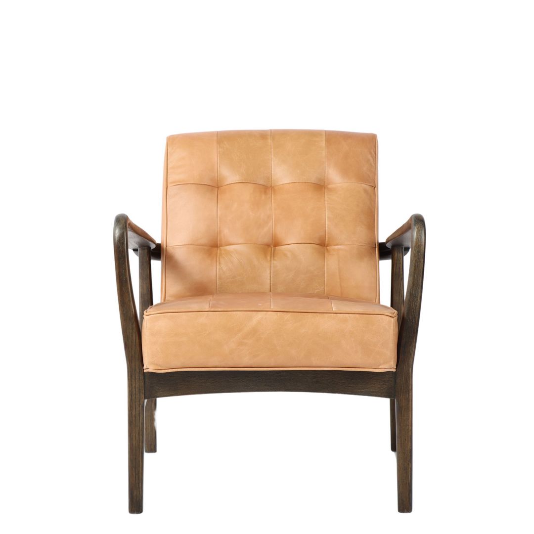 VALENTINO OCCAISIONAL CHAIR LEATHER WITH DARK OAK FRAME image 1